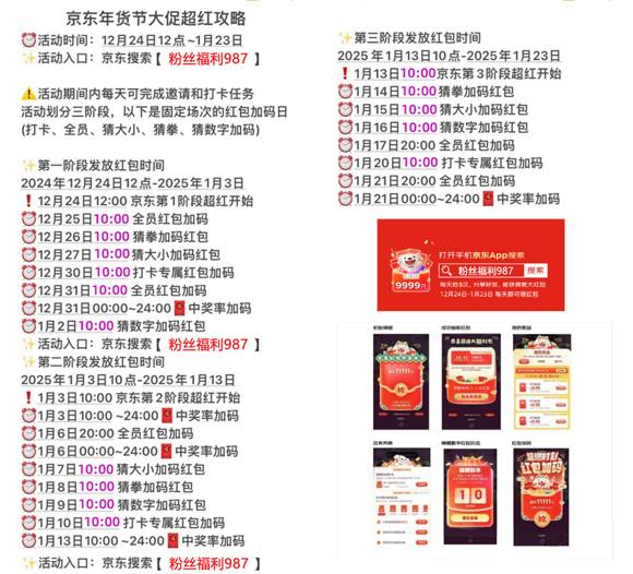 明天（12月31日）上午10点整京东年货节红包加码，京东搜：粉丝福利987