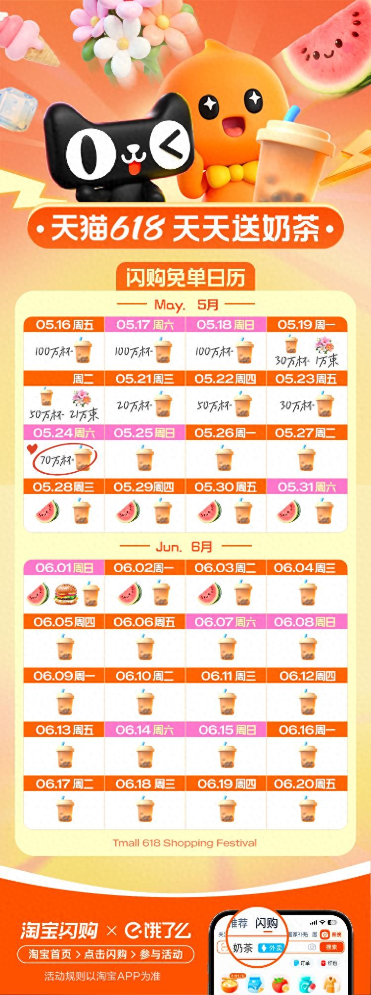 天猫618红包_天猫618奶茶免单_淘宝闪购免单活动