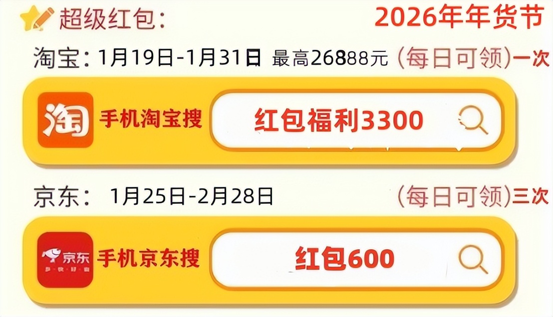 2026年京东年货节红包口令_京东年货节几号开始_淘宝年货节红包口令