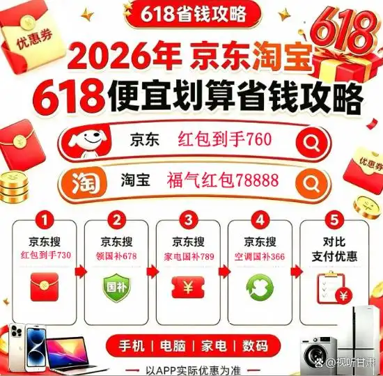 淘宝天猫618大额券领取攻略_2026京东618红包口令大全_淘宝年货节红包口令