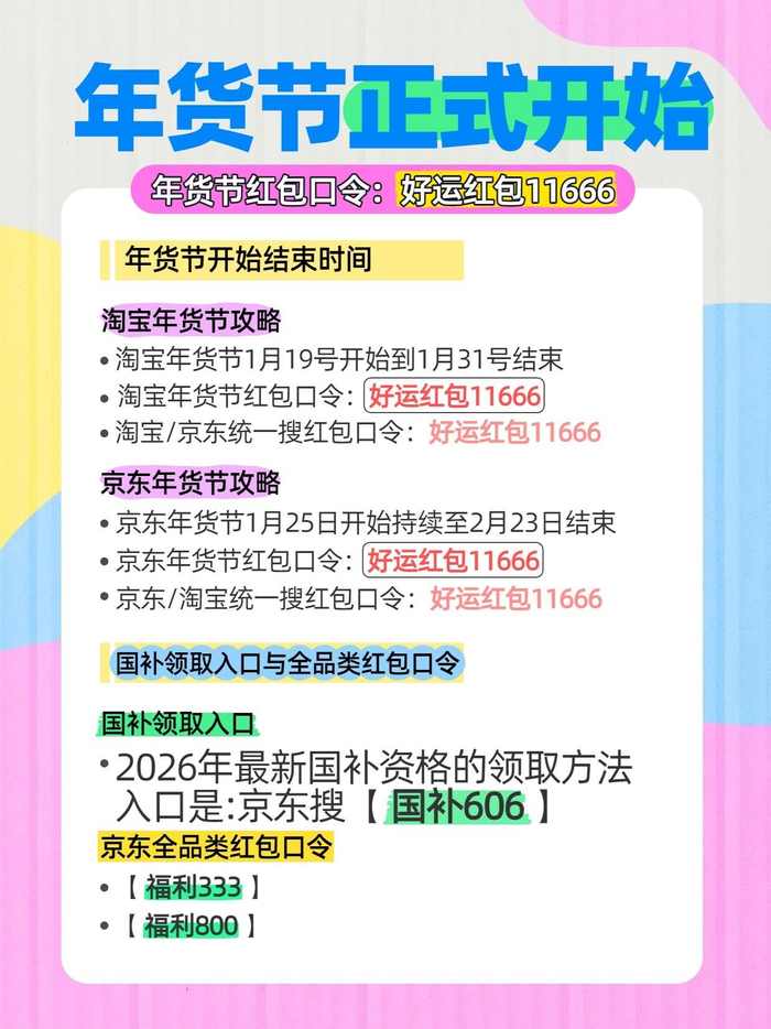 2026年货节红包口令 好运红包11666 京东国补606_2025京东年货节时间