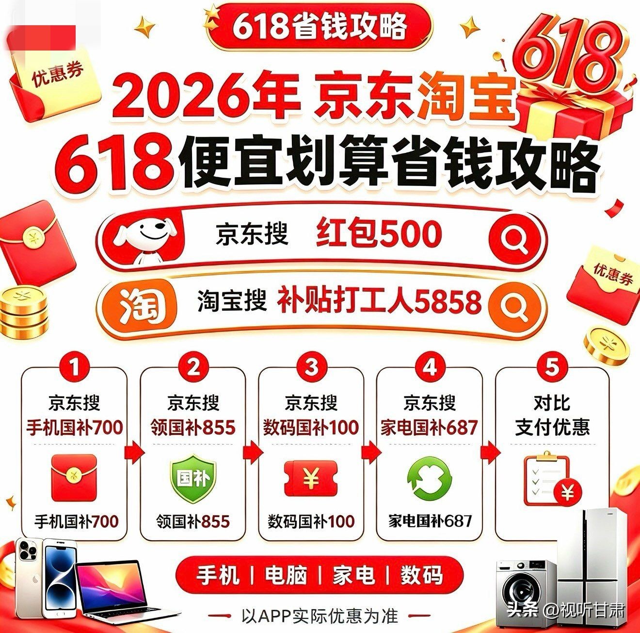 京东618全品类红包口令叠加国补_2026年618电商大促京东淘宝双平台活动时间_2026京东618满减